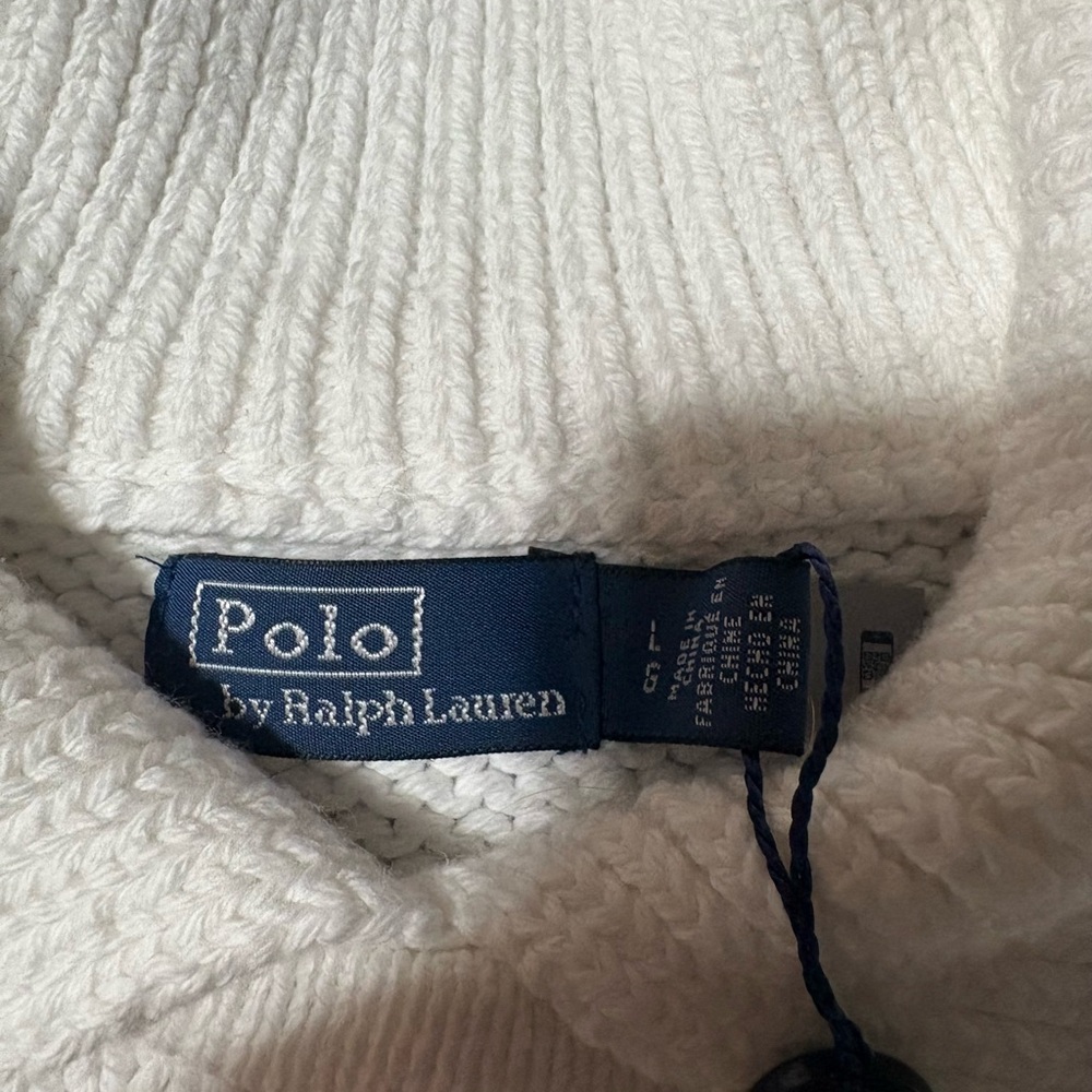 Polo Ralph Laure Layered-Collar Cotton Sweater | color: white | size L - Picture 5 of 10